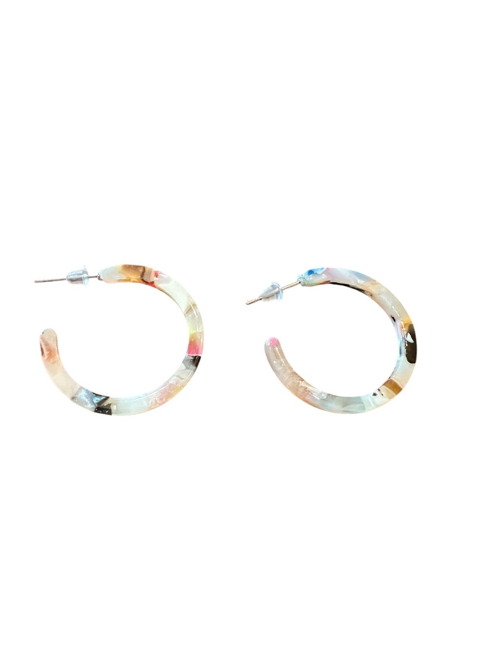 Neutral Tones Marbled Acrylic Hoop Earrings